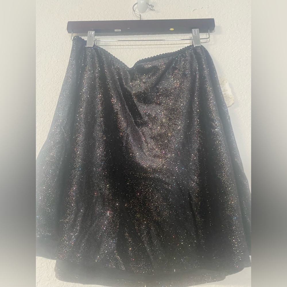 Altar'd State Black iridescent Sparkly Mini Skirt velvet size L - Picture 5 of 8